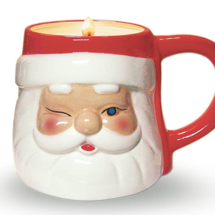 Aunt Sadie's Candles - Wholesale Tapered Candle/Candlestick - Ceramic Winking Santa Mug Candle (large)0