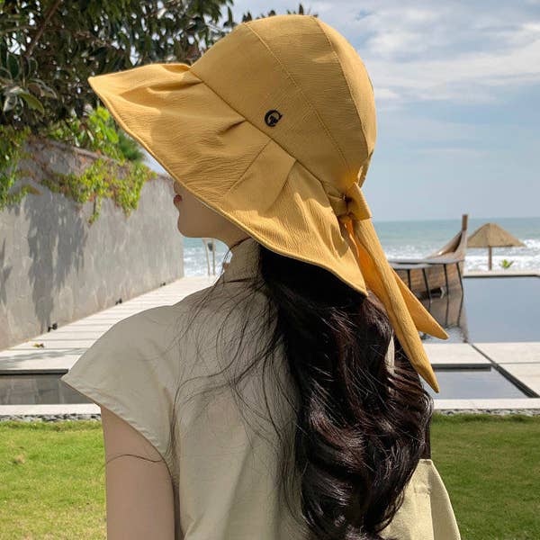 UZ Wholesale Store - Wholesale Straw Hat - Women's - Bowknot Pleated Split-Joint Fisherman Hat Sun Hat