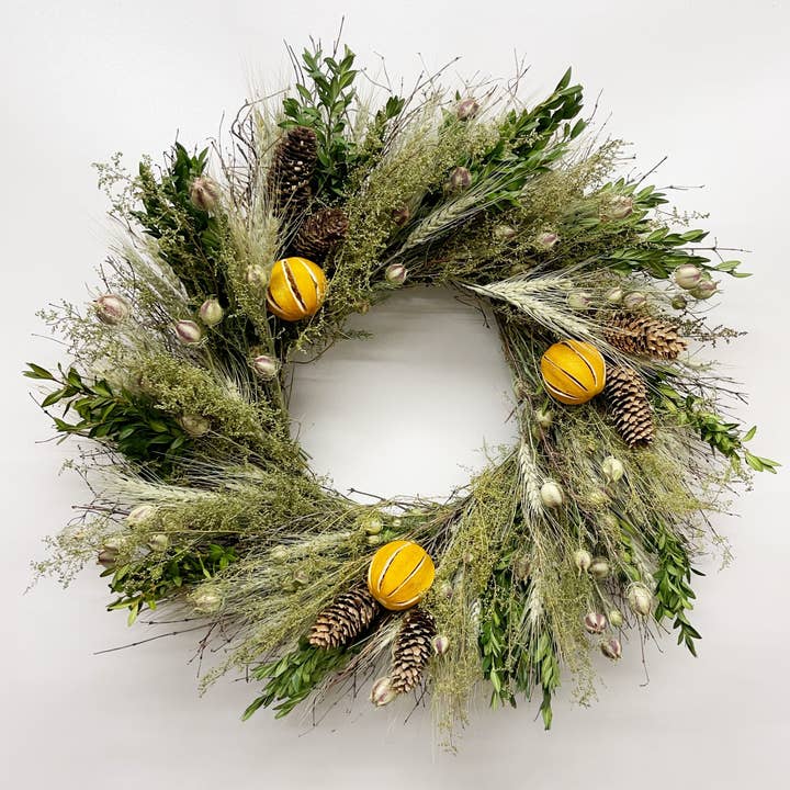 Couronne de bois séché à l'orange pour la vente par Dried Decor