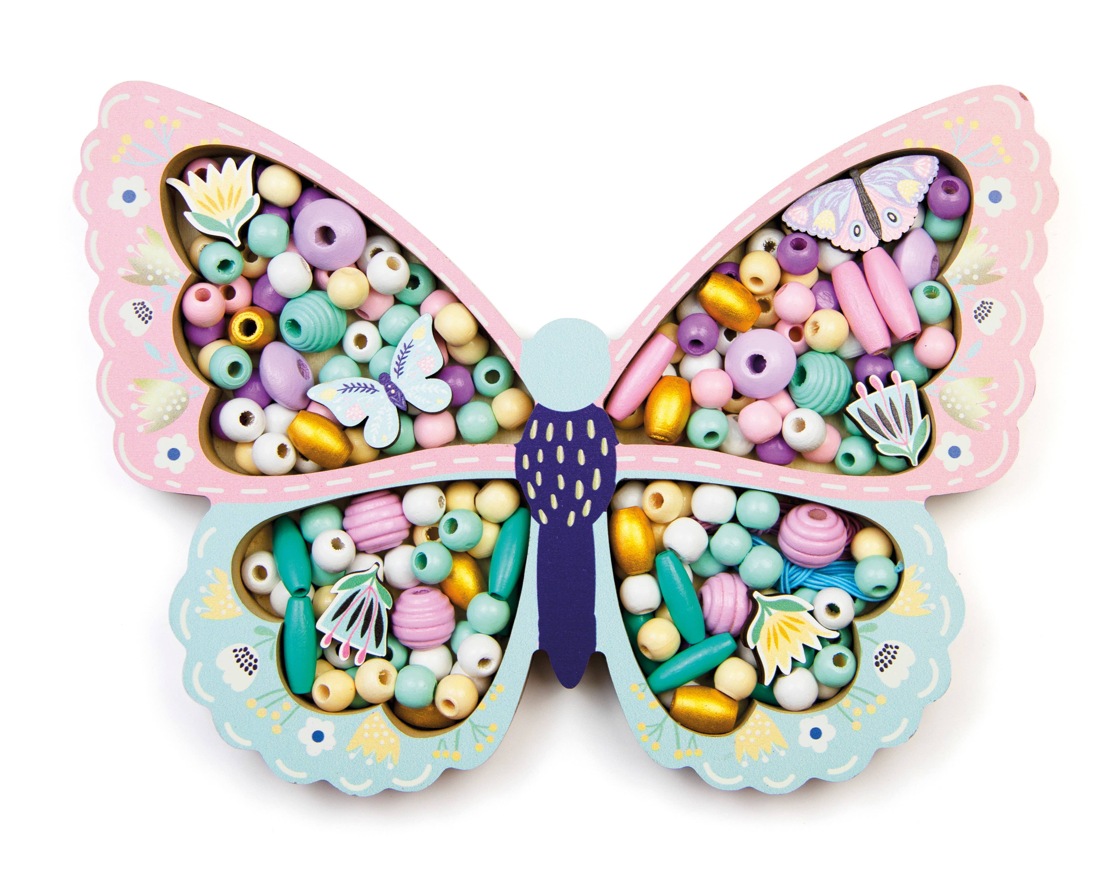 BTL Diffusion UK LTD – wholesale Art set – Child & baby – Sycomore LES PERLES BUTTERFLY WOODEN BEADS3