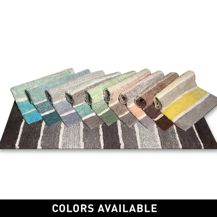 Gray Cordural Stripe Bath Rug cotton 17''x24''-Mint Green-Grey for wholesale on Faire