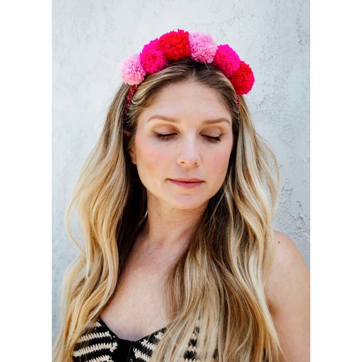 Charlie Headband- Pink and other Purchase Wholesale metallic pom poms. Free Returns & Net 60 Terms on Faire trending on Faire.
