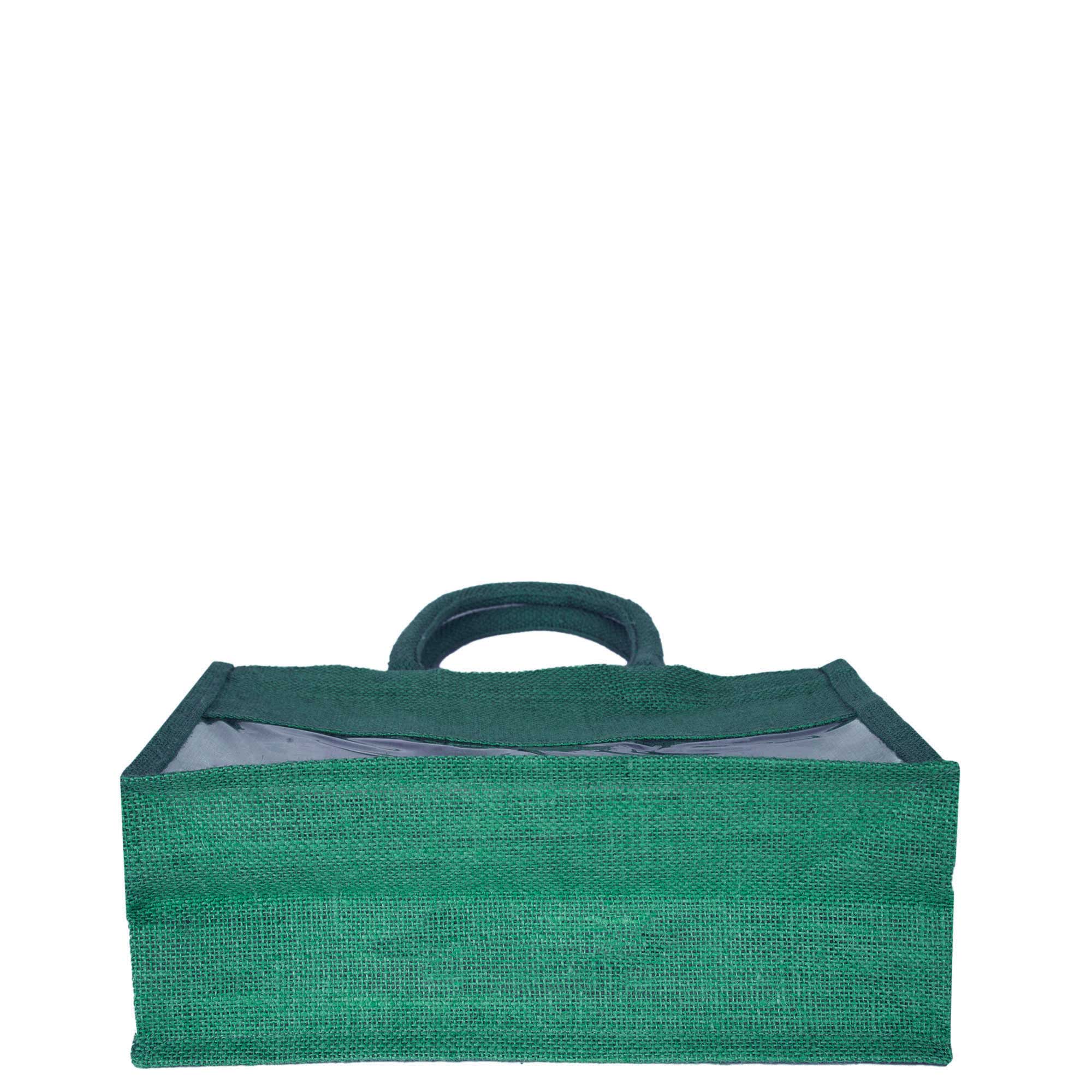 ecojutebags – wholesale Bärkasse - Unisex – Återanvändbara juteväskor – Set om 4 med PVC-fönsterpanel13
