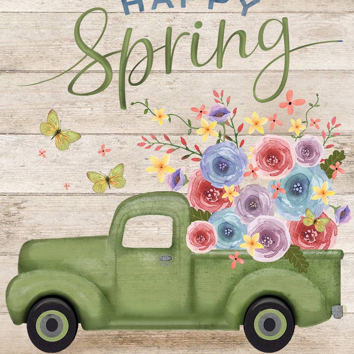 Briarwood Lane - Wholesale Flag - Happy Spring Pickup Truck Garden Flag1