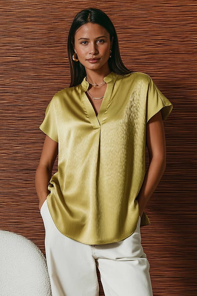 Naked Zebra – Engroshandel Bluse - Dame – Skjortebluse i rynket satin0