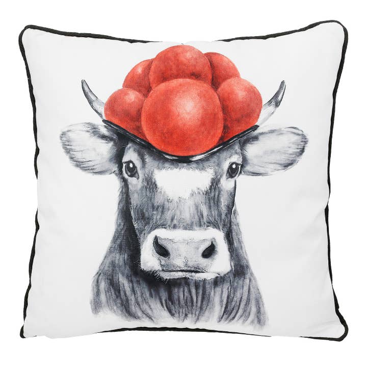 Coussin carré vache Bollenhut blanc H. 45 cm, VE 3 pour la vente par Gilde Handwerk Macrander GmbH & Co. KG