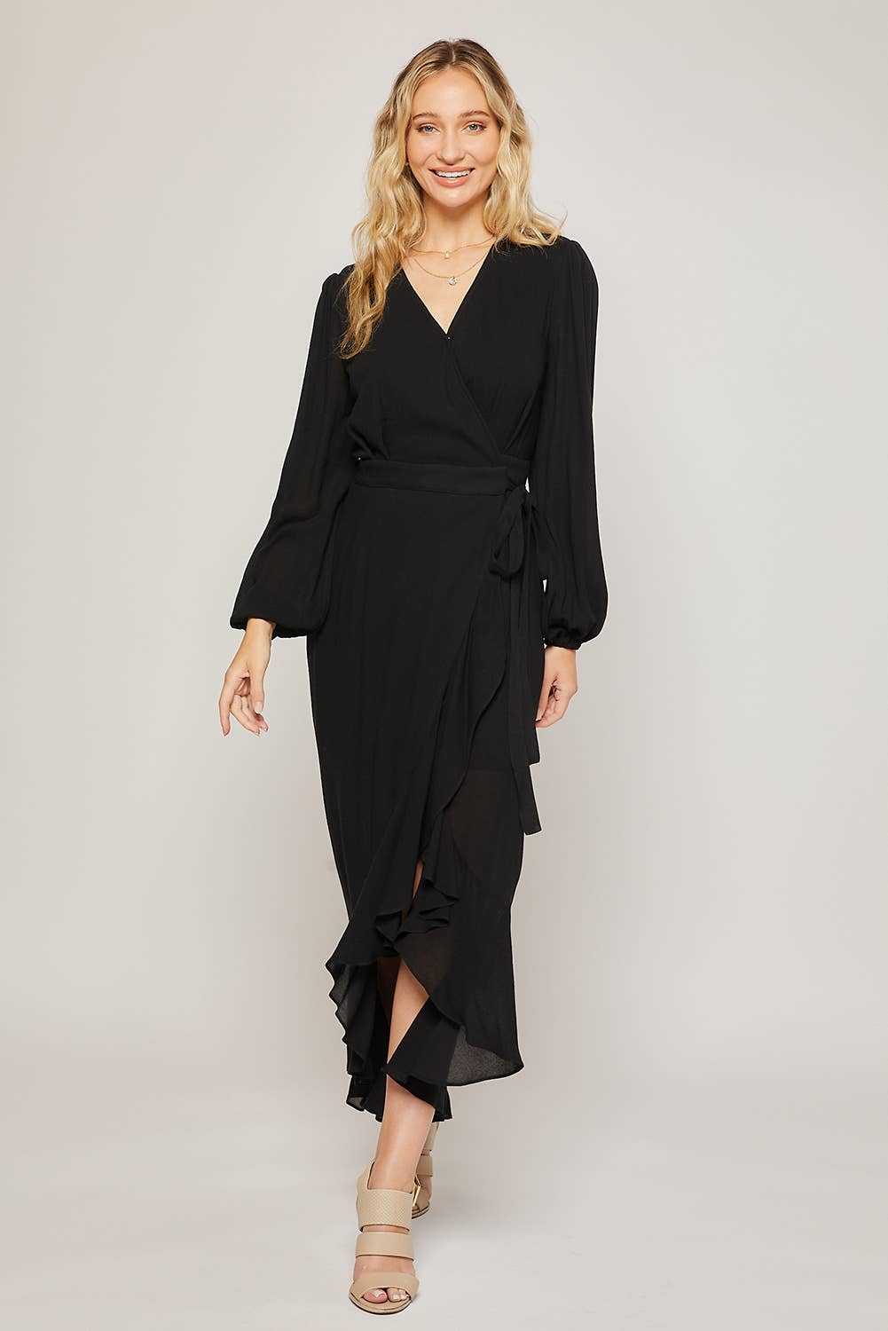 Bluivy – wholesale Dress – Women's – RUFFLE HEM MAXI WRAP DRESS39