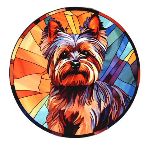 Yorkshire Terrier Stained Glass Effect Coaster for wholesale by Dogcrafts