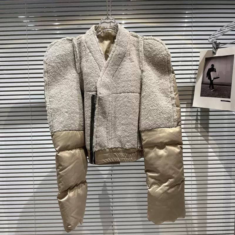 Alaranjado Jaqueta Puffer com Pelúcia e Ombreiras Feminina JK004 para venda a revendedores na Faire2
