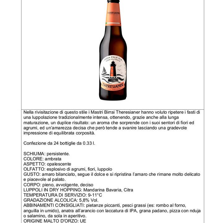 Metina SAS - Wholesale Beer - India Pale Ale Theresianer Beer 33 cl.4