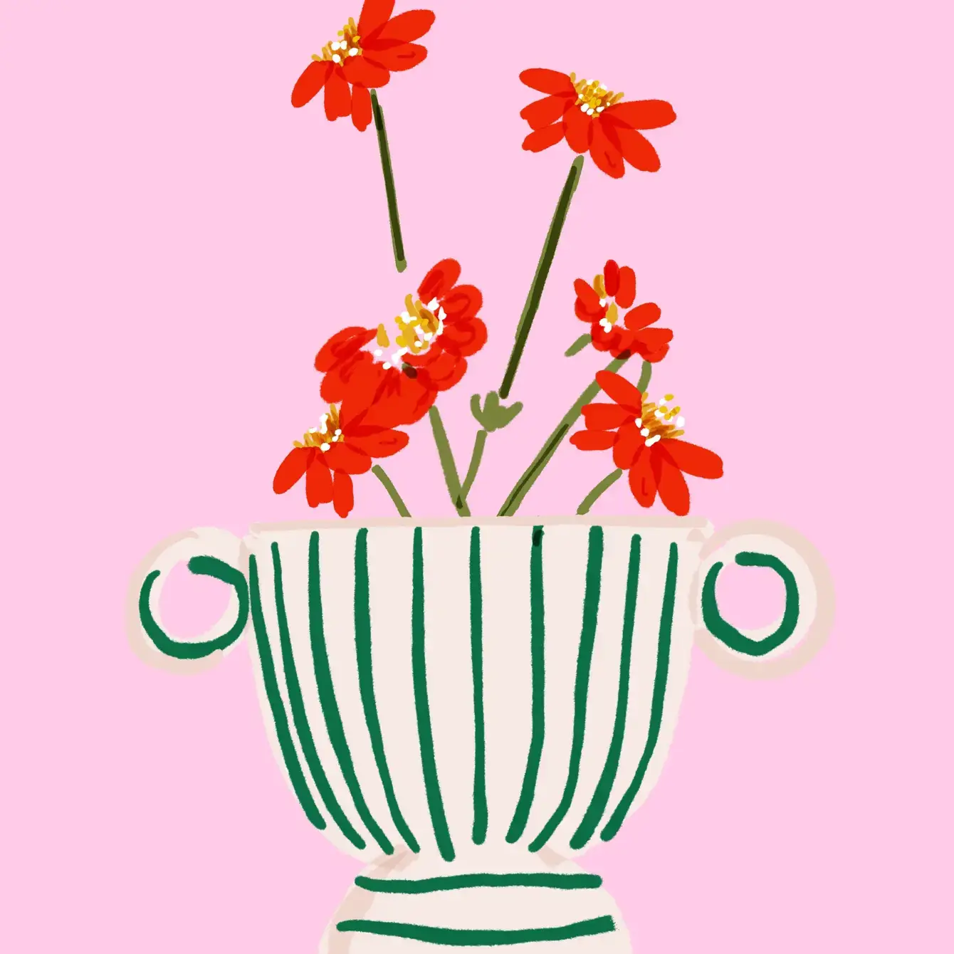 Rebecca Illustrated - Vendita all'ingrosso Stampa artistica - VASO A RIGHE - Stampa d'Arte0