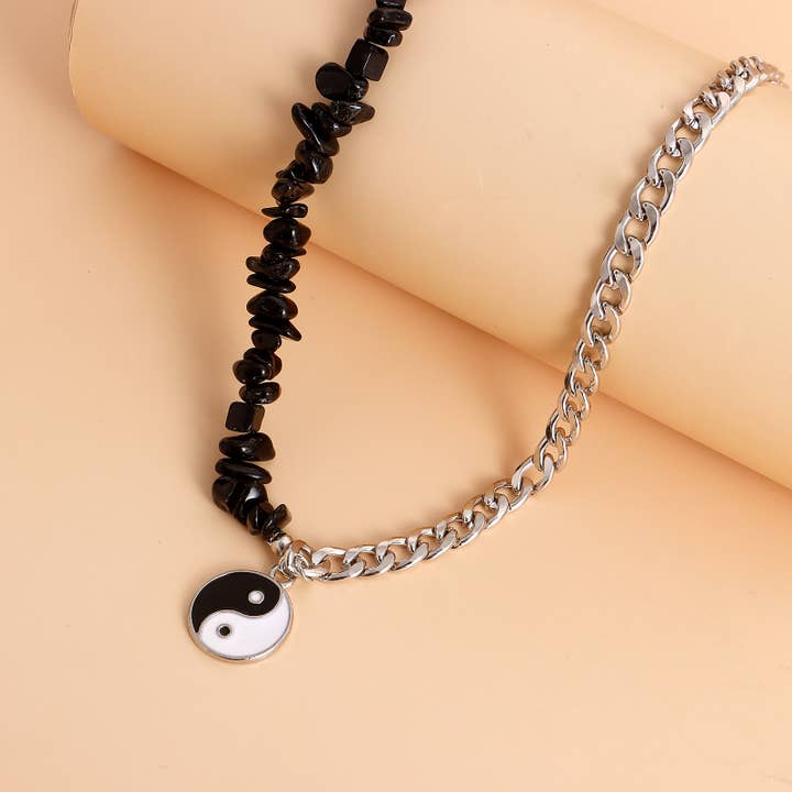 Gemscape UK - Wholesale Beaded/Pearl Necklace - Yin-Yang Chunky Sweater Stylish Trendy Boho Beach Chain Girl