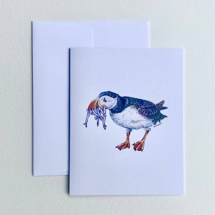 Puffin Card for wholesale by Liz Burdick Arts