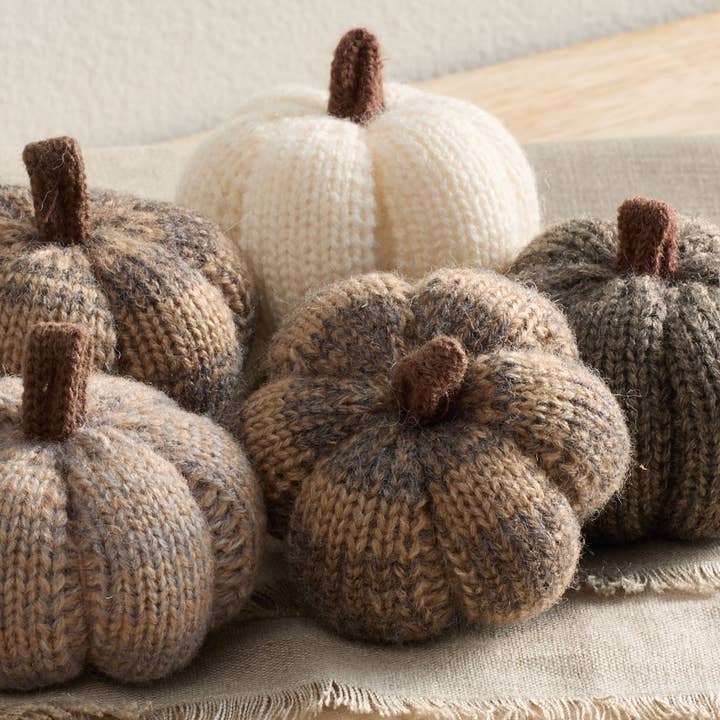 Your Heart's Content - Wholesale Decorative Tabletop Object - Cozy Pumpkins, Variegated Knit Yarn Colors, Handcrafted Gift40