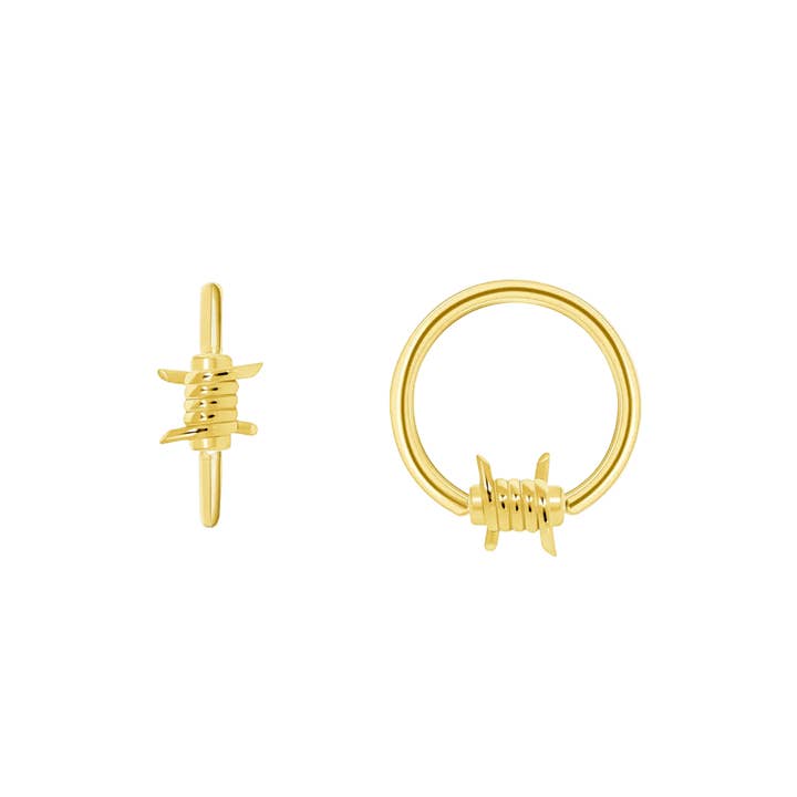 Barbed Wire Seamless Ring – 14K Gold Cup & Divot Design for wholesale by Piercing-zone