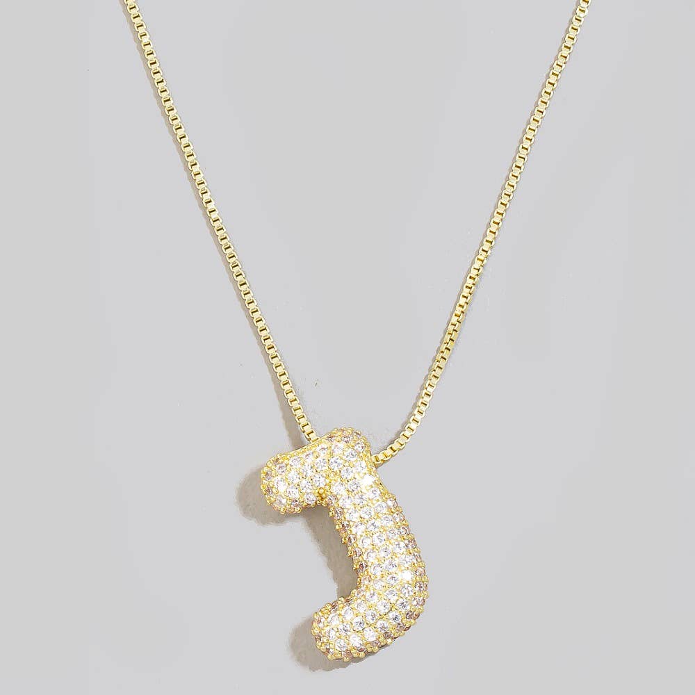 The Looks by Fame Accessories - Venta al por mayor Collares con colgantes/abalorios - Collar con colgante inicial de burbuja pavé11