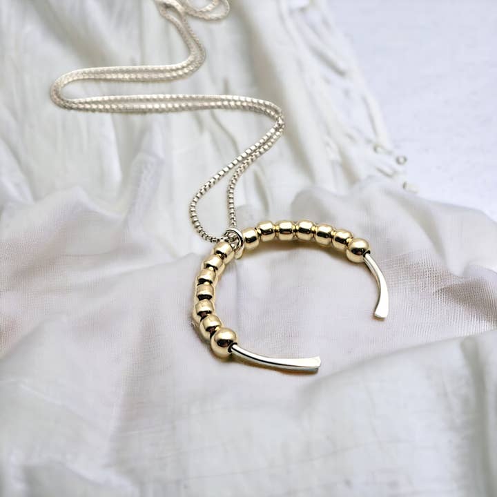 Bijou by SAM - Wholesale Pendant/Charm Necklace - Adjustable Sterling Silver Necklace with Gold Pendant