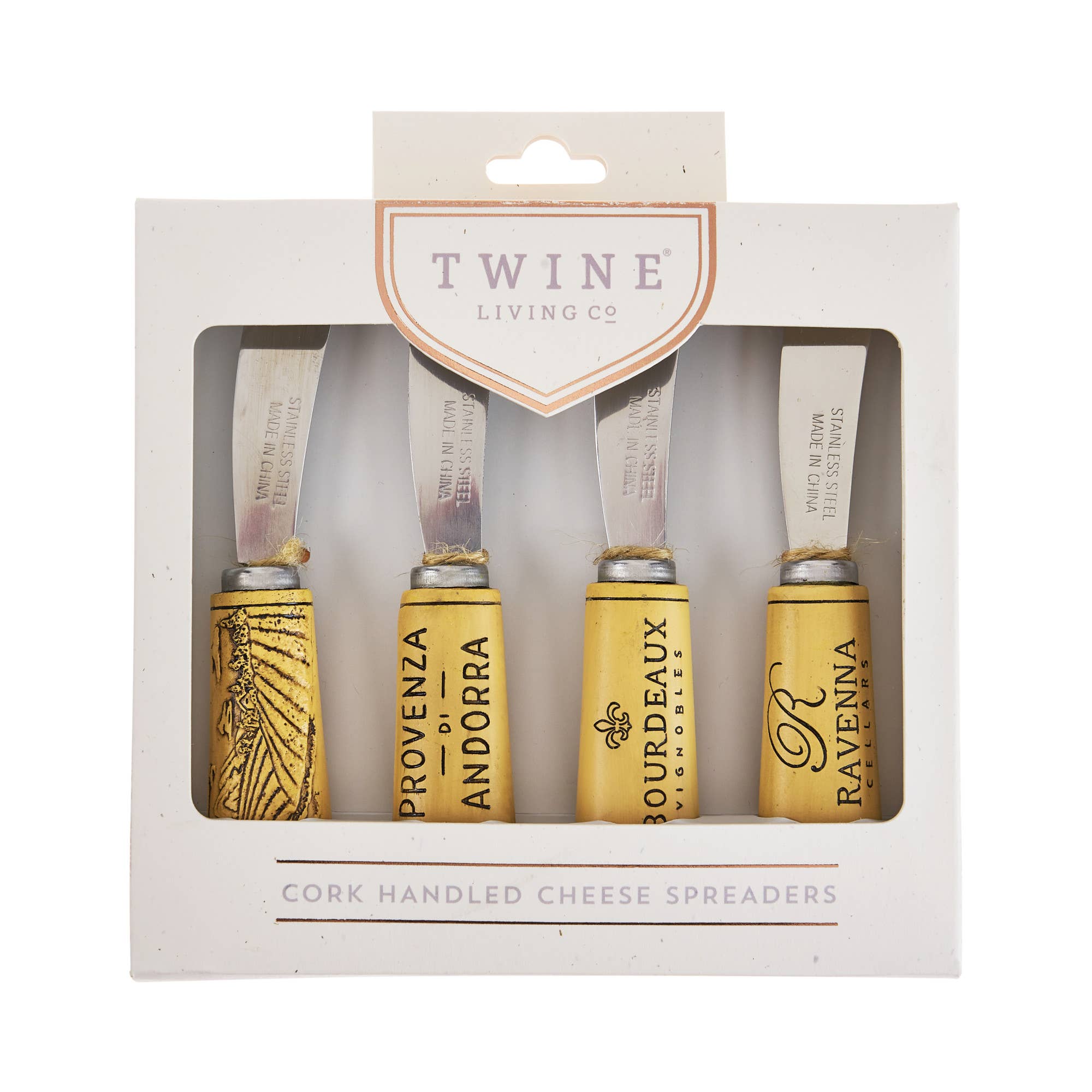 Twine - Wholesale Cheese Spreader - Cork Themed Stainless Steel Cheese Spreaders Set of 41