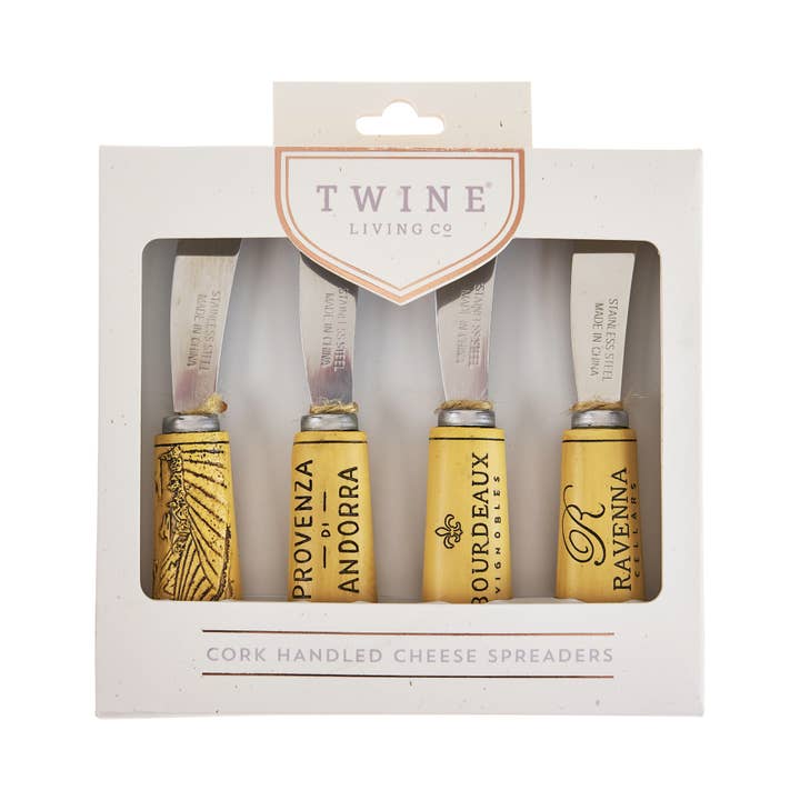 Twine - Wholesale Cheese Spreader - Cork Themed Stainless Steel Cheese Spreaders Set of 41