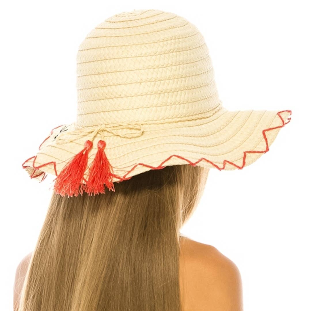 One and Only Accessories - Wholesale Straw Hat - Women's - Kids straw sun hat with Hello Sunshine script embroidery and3
