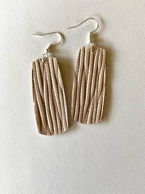 Nude Textured Bar Earrings for wholesale by K Leather Designs