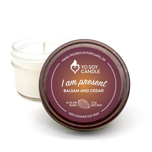 Yo Soy Candle - Wholesale Jar/Filled Candle - I AM PRESENT : Balsam and Cedar Soy Candle0