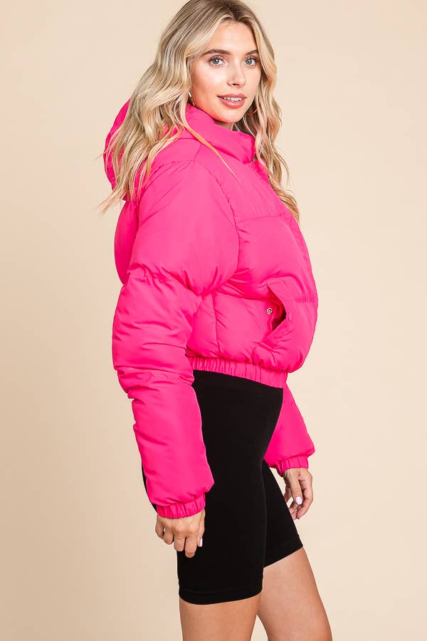ANWND - Wholesale Puffer Jacket - Women's - 2505-FRONT ZIPPER HOODIE PUFFER WITH POCKETS9