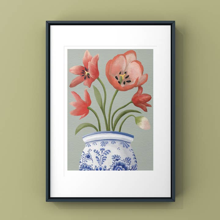 NEW: Tulip in Delft Vase Print for wholesale by Susie Hamilton Art
