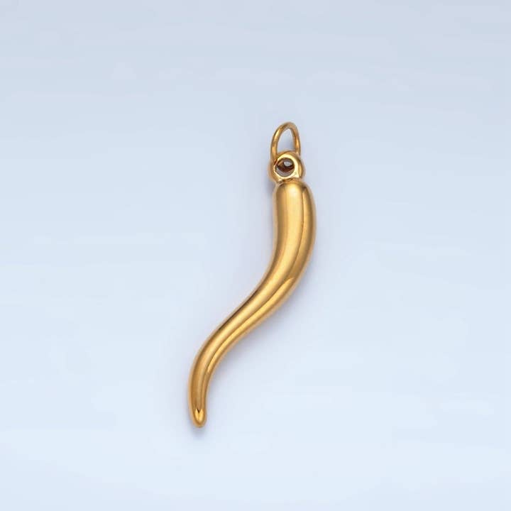 Aim Eternal - Wholesale Individual Charm/Pendant - Stainless Steel 25mm Minimalist Chili Cornicello Italian Horn Charm | P668