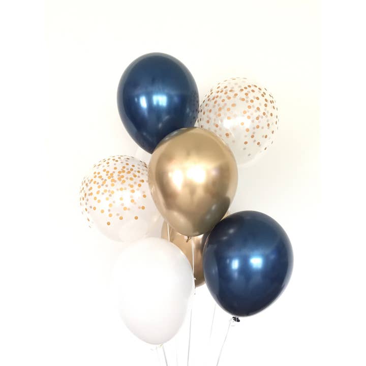 Hullaballoons – Engroshandel Ballon – Navy og Guld Balloner | Sæt med 8 Latex Balloner2
