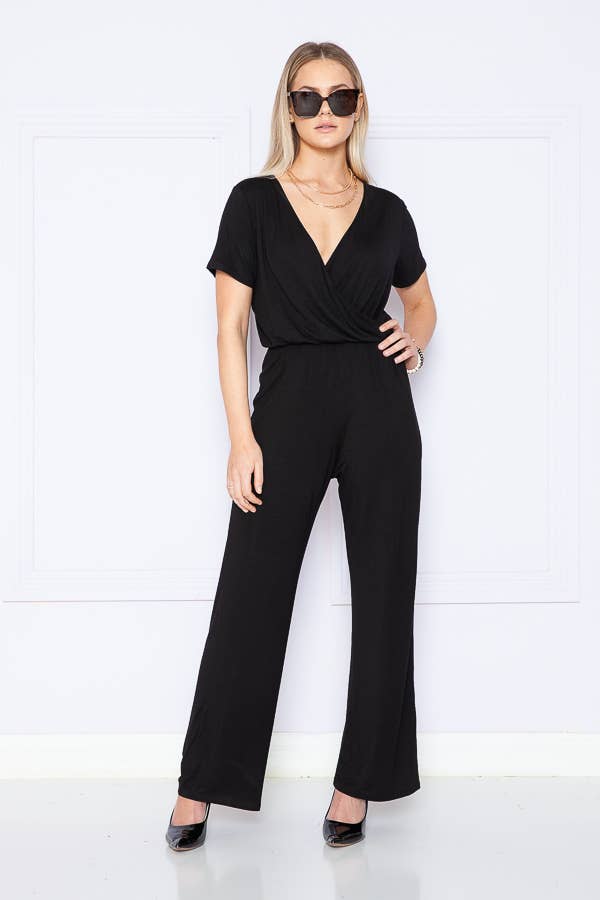 Burgundy Apparel - Wholesale Jumpsuit - Women's - CHEST OVERLAP SHORT SLEEVES JUMPSUIT1