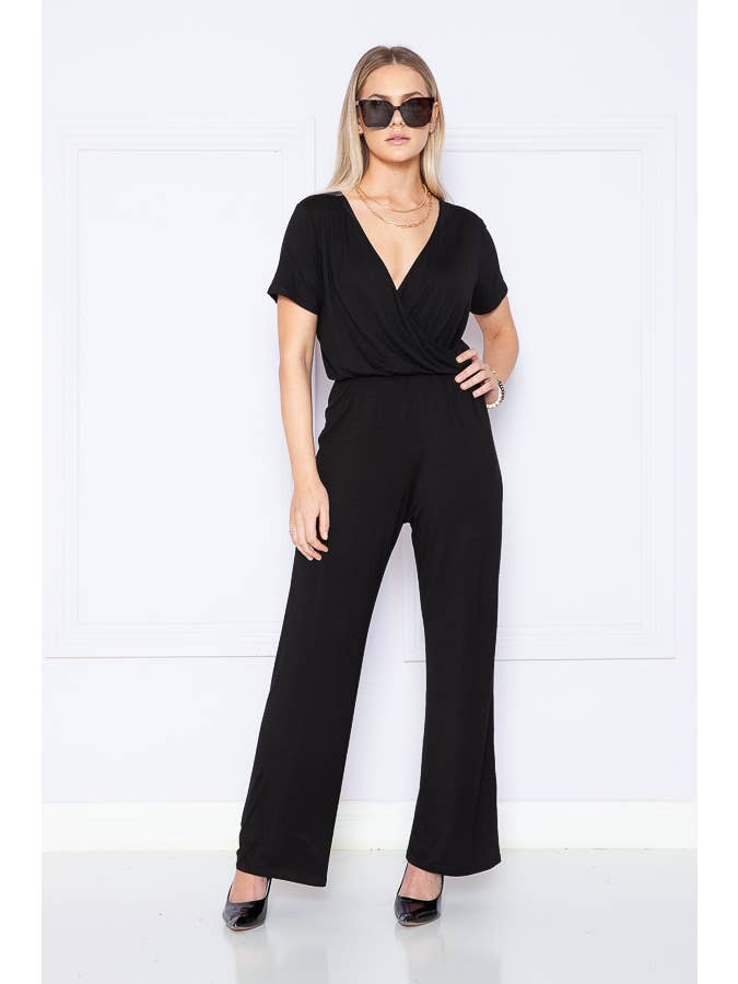 Burgundy Apparel - Wholesale Jumpsuit - Women's - CHEST OVERLAP SHORT SLEEVES JUMPSUIT1