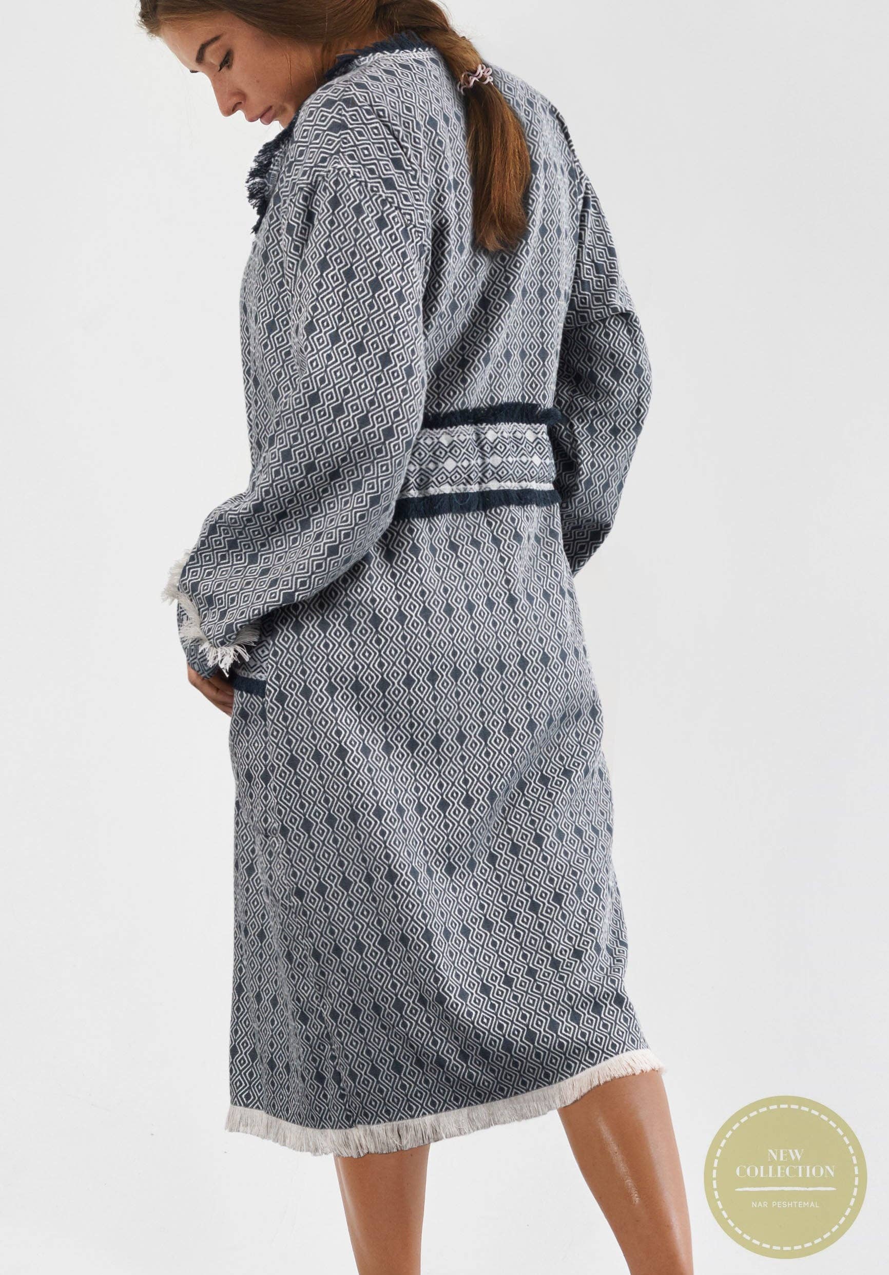 NAR BLU - Wholesale Robe - Women's - Dark Blue Bamboo Dressing Gown1