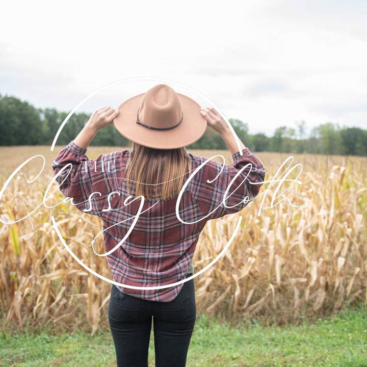 The Classy Cloth WS - Wholesale Fedora - Women's - Wide Brim Hat w/ Belt - Chocolate Tan RTS1
