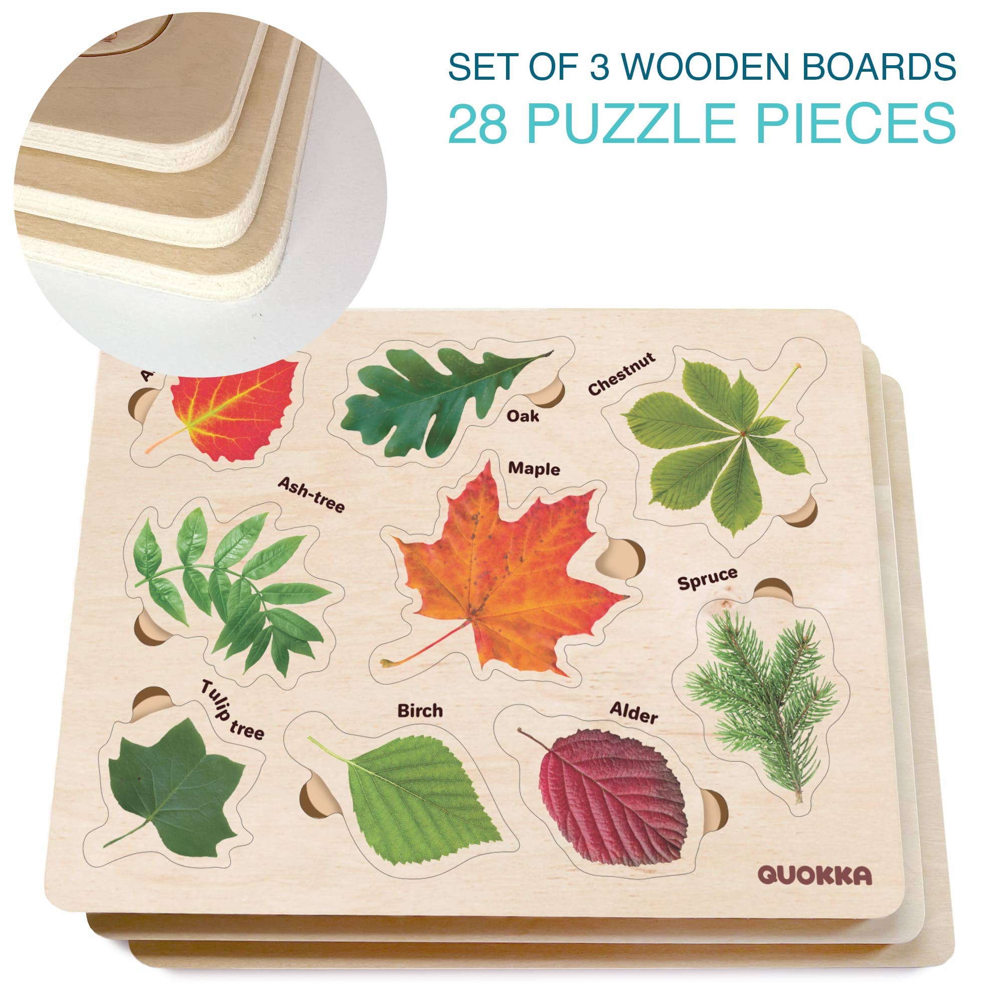 QUOKKA - Wholesale Puzzle - Kids - Wooden Puzzles Set for Toddlers | Mushrooms Flowers Leaves1