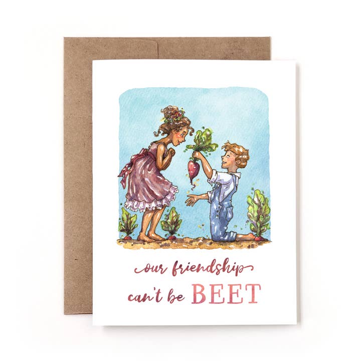 Cartão de Jardim Natural de Beterraba Amiga em Aguarela Fantasiosa por atacado de Nettles & Lace Paper Co.