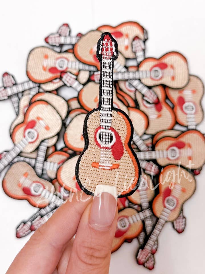 trucker hat patches 3” acoustic guitar patch iron on for wholesale by ABLNco