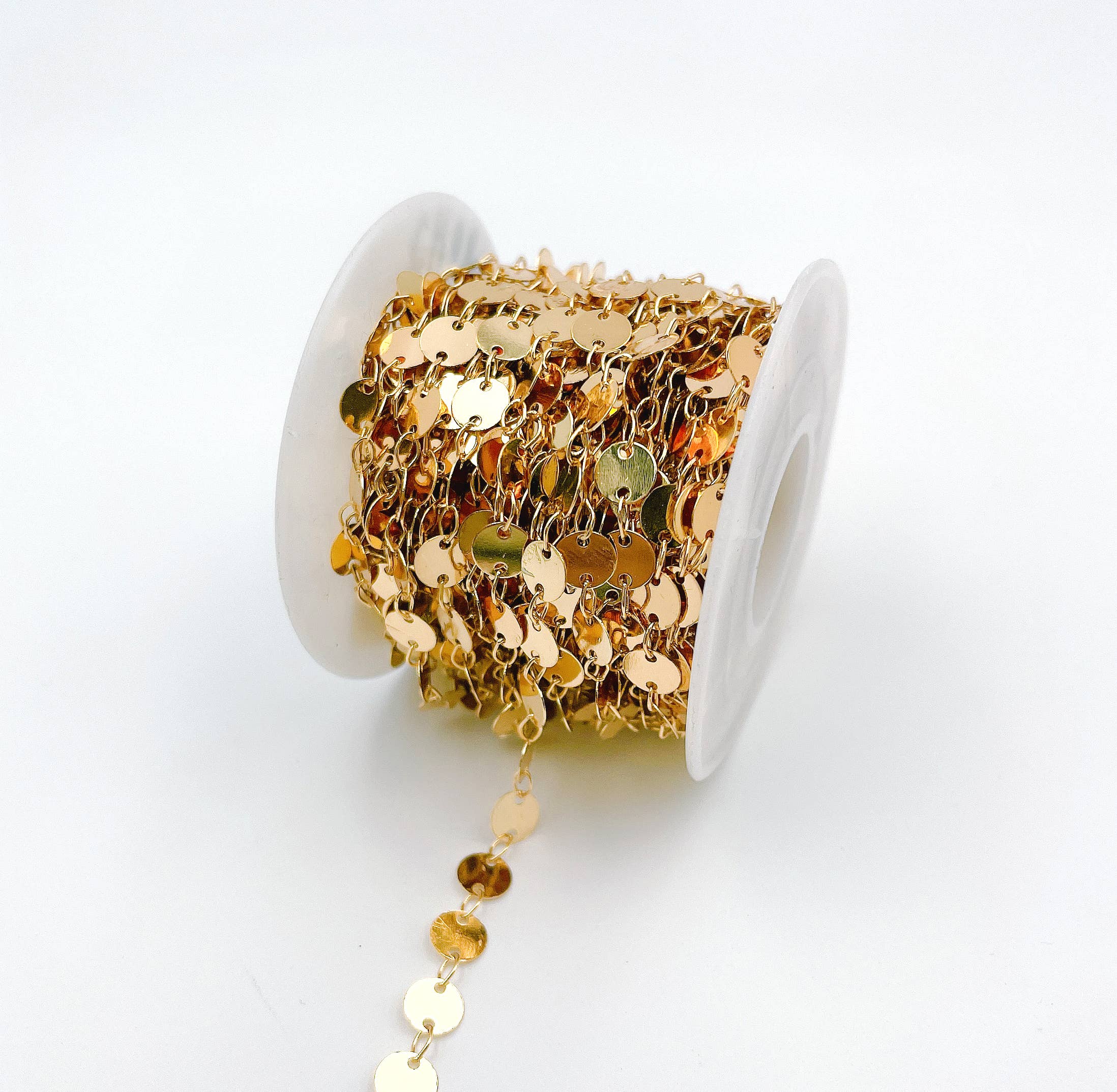 Beads Creation - Vente Collier maille et chaîne - Chaîne à maillons en trombone et disque en or rempli 22K2