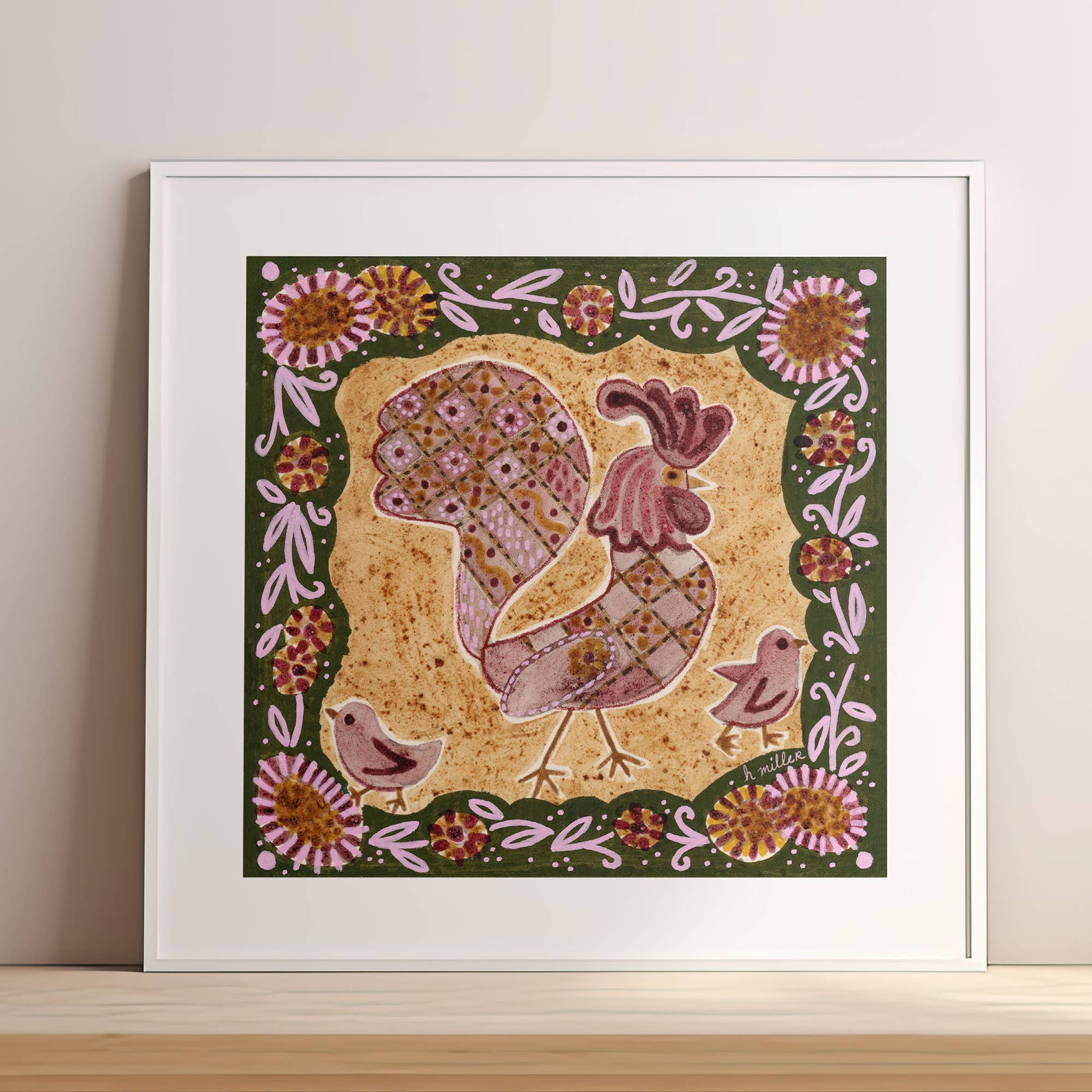 H Miller Ink Illustration Art wholesale products - Wholesale Art Print - Folk Art Style Rooster | Art Print | Wall Art & Home Decor4