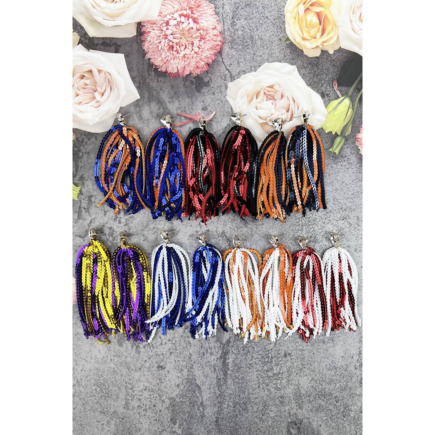 JHP Collection - Wholesale Dangle Earrings - GAME DAY SHINNY DROP SPORTS SEQUINS POST EARRINGS20