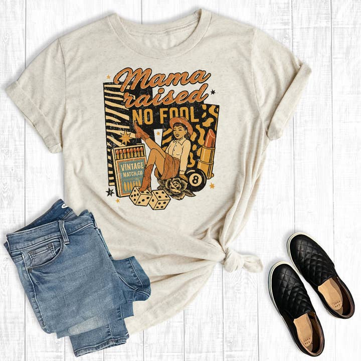 Western Mama Raised No Fool Graphic Tee for wholesale by The Way Down South