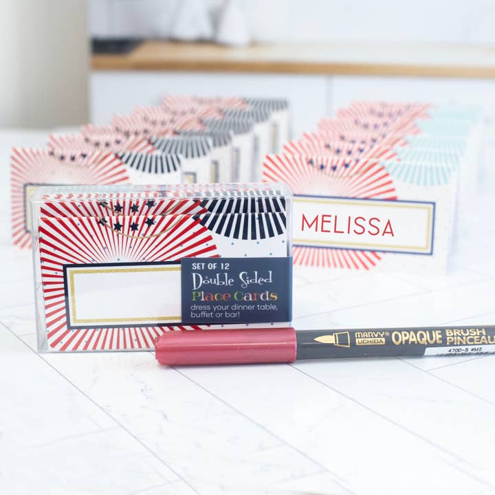 Cartons de table double face Starburst Patriotic pour la vente par Mod Lounge Paper Company