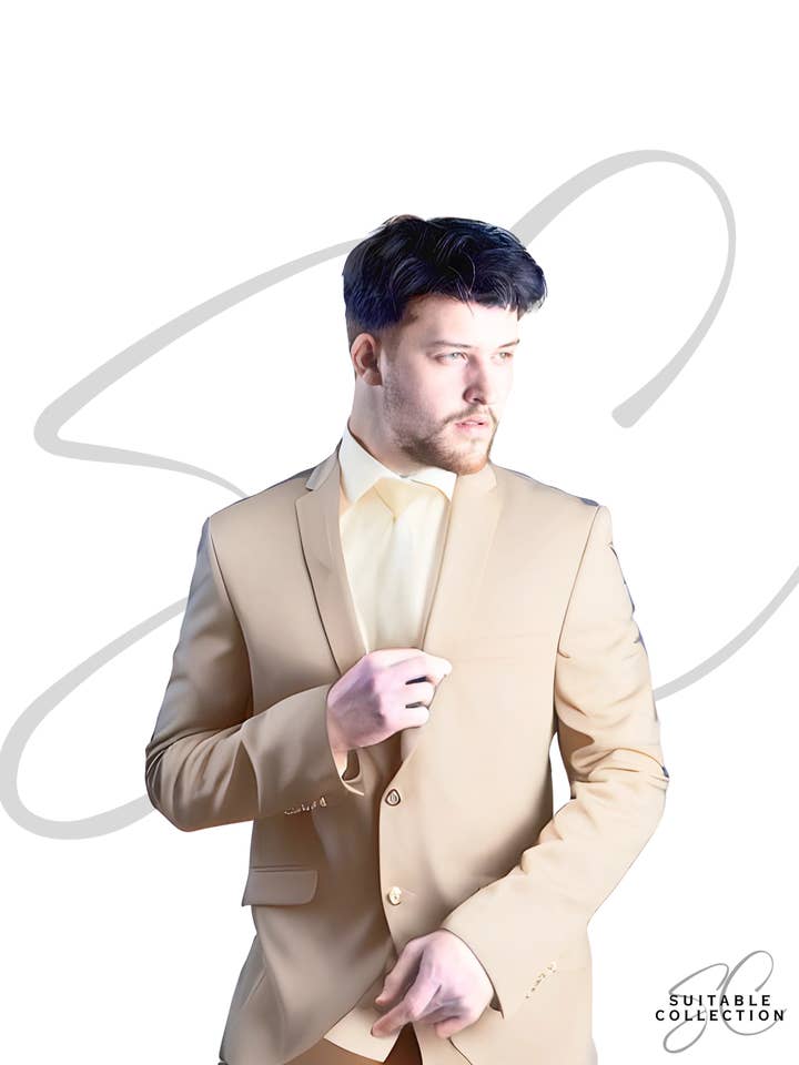 Beige Men's Suit Slim Fit for wholesale by Suitable Collection