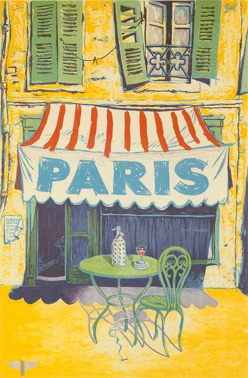 Found Image Press - Vendita all'ingrosso Set di cartoleria/cancelleria - Cartolina PS-133 Caffè all'aperto, Parigi, Francia0