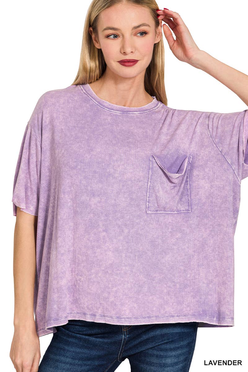 Vanilla Monkey - Vente Haut en maille – femme - Top côtelé à manches courtes et col rond délavé22