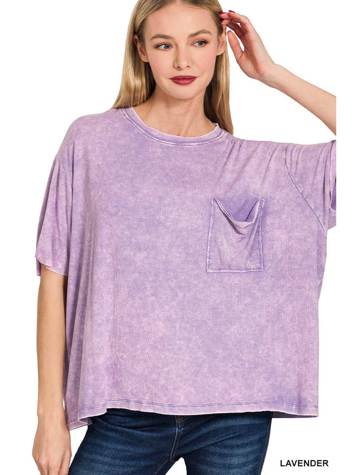 Vanilla Monkey - Vente Haut en maille – femme - Top côtelé à manches courtes et col rond délavé22