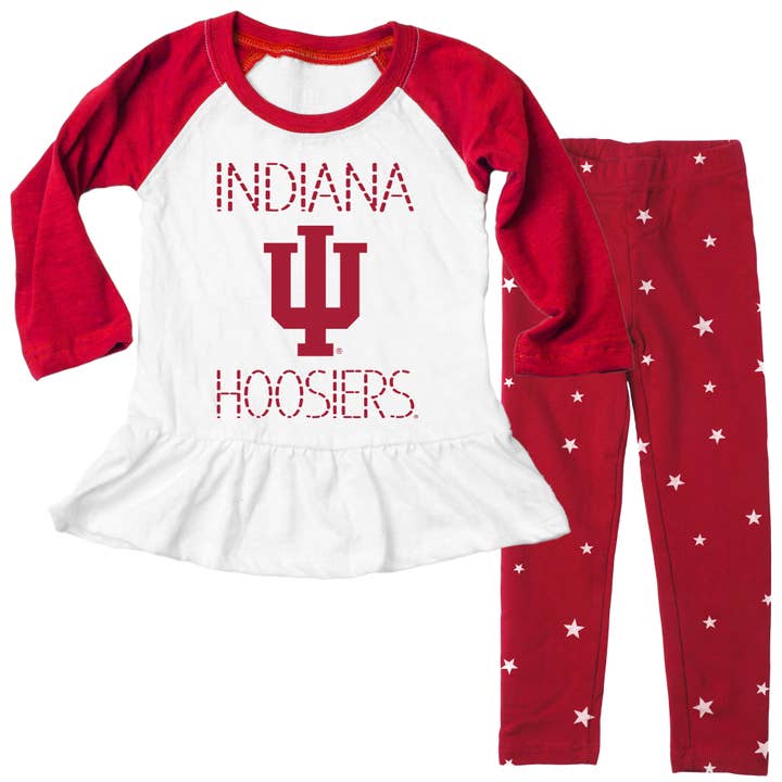 Indiana Hoosiers Infant Slub Raglan Stars Set for wholesale by Wes and Willy