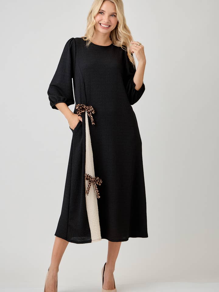 Celeste Clothing - Wholesale Dress - Women's - WOMEN'S MODEST SIDE BOW DRESS WITH PUFF SLEEVES AND POCKETS27