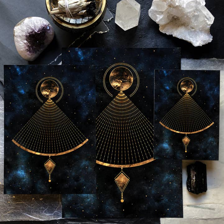 The Flow Design - Wholesale Art Print - Witchy Print, Balanced Pendulum, Celestial Spiritual Poster