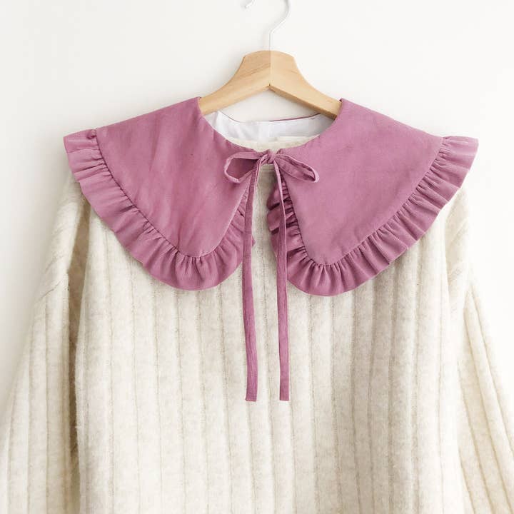 Lilac Corduroy Detachable Collar, Oversize Collar for wholesale by Mustard Monday